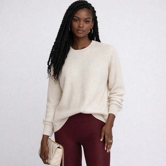 Saks Fifth Avenue Sweaters - Saks Fifth Avenue Cashmere Cream Knit Sweater | Luxe Soft Classic Size M